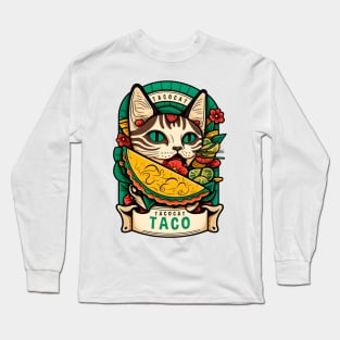 Tacocat Cinco De Mayo Funny Floral Cat Lover Mexican Fiesta Long Sleeve T-Shirt